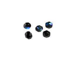 20 Czech Glass Beads Black Fire Polish AB Bead 6mm