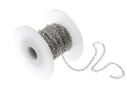 1m Silver Plated Cable Chain Open 2.2mm x 3.2mm