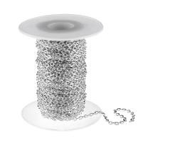1m Silver Plated Cable Chain Textured 3mm x 4.4mm