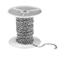 1m Antique Silver Cable Chain Trace 3mm