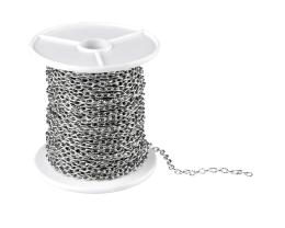 1m Antique Silver Cable Chain Textured Trace 2.7mm