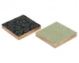 2 Handmade Decoupage Pendants Golden Leaves 25mm