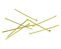 50 Head Pins Gold Plated Headpins 35mm x 0.7mm