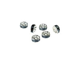 1 Metal Beads Silver Crystal Black Rondelle 3mm