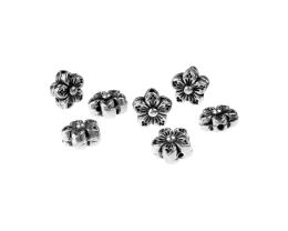 10 Metal Beads Antique Silver Flower Bead 8.5mm