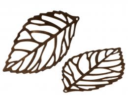 5 Filigree Embellishments Antique Copper Leaf 54mm