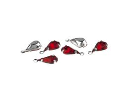 5 Drop Charms Red Glass Silver Plated Charm 12mm