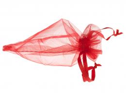 10 Organza Drawstring Bags Red 12cm x 9cm