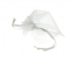 10 Organza Drawstring Bags Pure White 12cm x 9cm