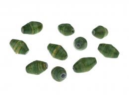 10 Handmade Paper Beads Sun Emerald Leaves 11mm