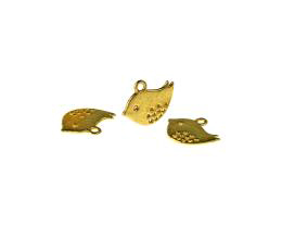 1 Metal Charms Gold Bird Charm Flat 12mm