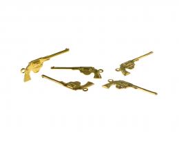 1 Brass Charms Pistol Gun Charm Stamped 24mm