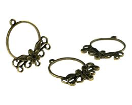 2 Chandelier Earring Findings Bronze Flower 34mm