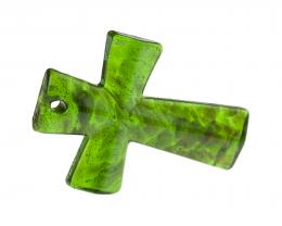 1 Pendants Lampwork Glass Green Gold Cross 53mm