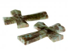 1 Pendants Lampwork Glass White Green Cross 53mm