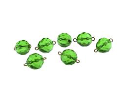 1 Vintage Glass Connectors Wired Green Beads 13mm
