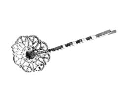 1 Kirby Hairpin Grips Silver Plated Filigree 63mm