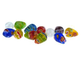 20 Glass Beads Millefiori Teardrop Mixed Bead 11mm