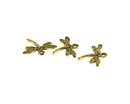 1 Metal Charms Antique Gold Dragonfly Charm 14mm