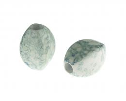 1 Vintage Acrylic Beads Blue White Marbled 24mm