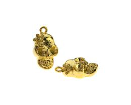 1 Metal Charms Gold Halloween Skull Charm 21mm
