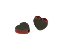 1 Handmade Ceramic Beads Red Lava Heart Bead 15mm