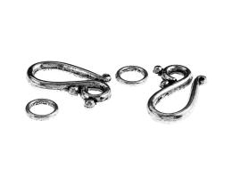 1 Hook Eye Clasps Antique Silver Clasp 20mm