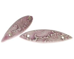1 Handmade Ceramic Bar Connectors Pink Curved 47mm