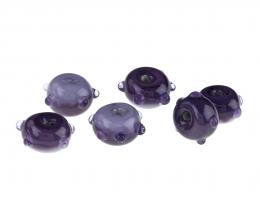 6 Handmade Lampwork Glass Beads Purple Pimples
