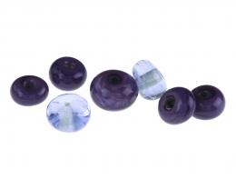 7 Handmade Lampwork Glass Beads Purple Doughnuts
