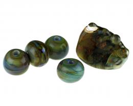 5 Handmade Lampwork Glass Beads Mixed Skies 30mm
