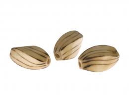 1 Wooden Beads Pale Striped Flat Twisted Bead 21mm