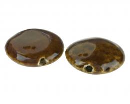 1 Ceramic Beads Chestnut Brown Glazed Bead 30mm
