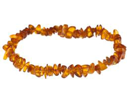 1 Stretch Gemstone Bracelets Amber Chips 18cm