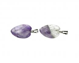 1 Gemstone Pendants Amethyst Heart Beads 20mm